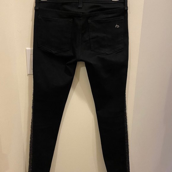 💰 5 FOR $40 / RAG AND BONE (SZ 24) LEATHER & BEADED SIDE DETAIL - Picture 2 of 7